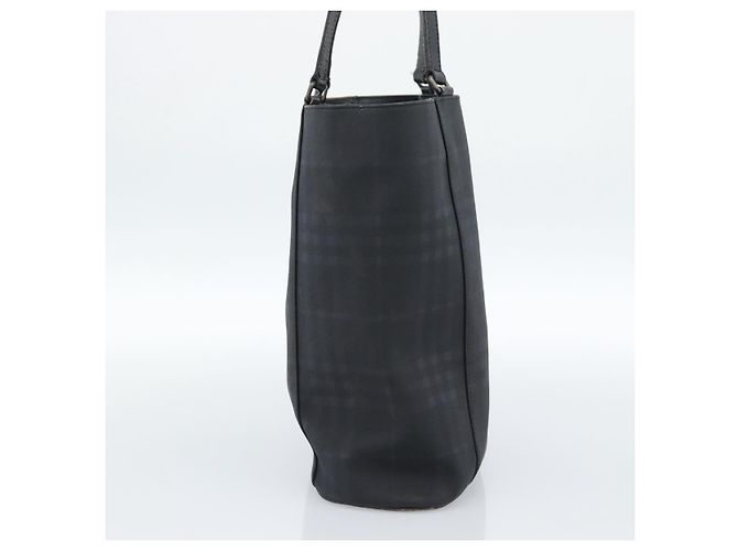 Borsa Tote BURBERRY Nova Check in PVC Blu navy Argento Auth ti3984 - vista 4