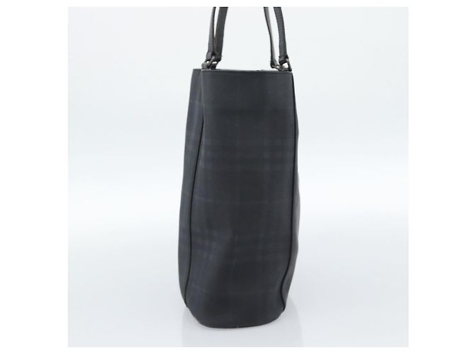 Borsa Tote BURBERRY Nova Check in PVC Blu navy Argento Auth ti3984 - vista 5