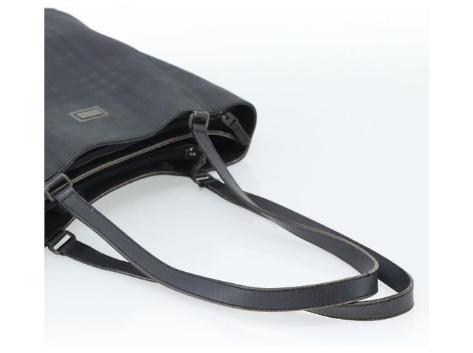 Borsa Tote BURBERRY Nova Check in PVC Blu navy Argento Auth ti3984 - vista 7