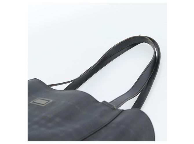 Borsa Tote BURBERRY Nova Check in PVC Blu navy Argento Auth ti3984 - vista 8