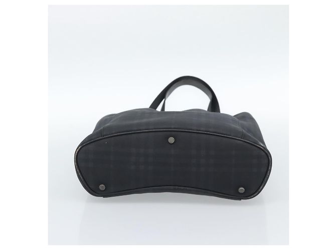 Borsa Tote BURBERRY Nova Check in PVC Blu navy Argento Auth ti3984 - vista 9