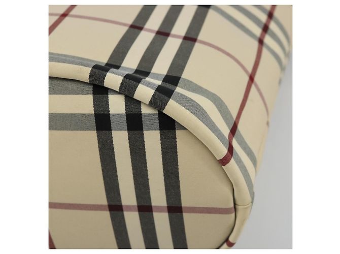 BURBERRY Nova Check Tote Bag Canvas Beige Silber Auth 185183A - Ansicht 10