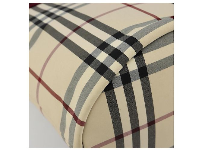 BURBERRY Nova Check Tote Bag Canvas Beige Silber Auth 185183A - Ansicht 11