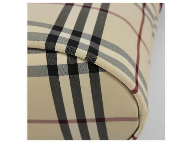 BURBERRY Nova Check Tote Bag Canvas Beige Silber Auth 185183A - Ansicht 12