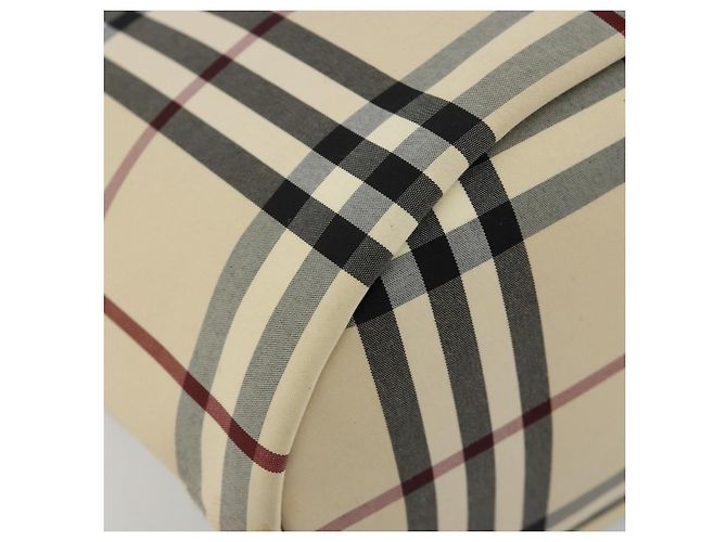 BURBERRY Nova Check Tote Bag Canvas Beige Silber Auth 185183A - Ansicht 13