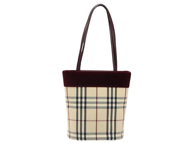 BURBERRY Nova Check Tote Bag Canvas Beige Silber Auth 185183A - Ansicht 2
