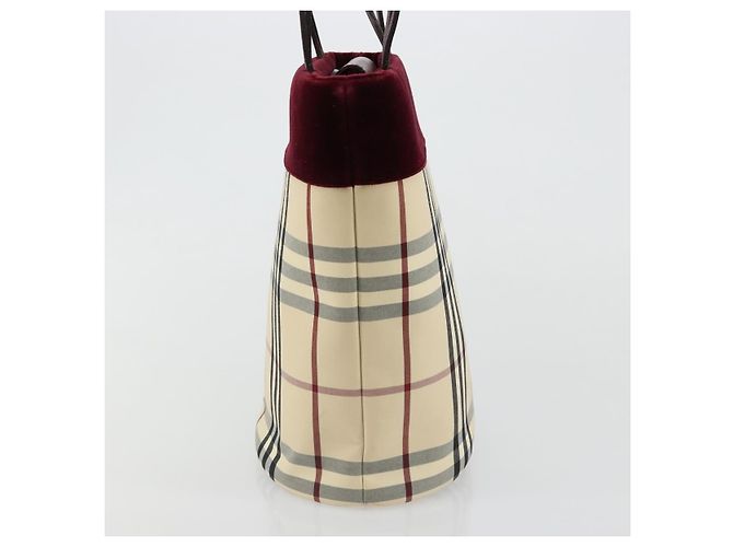 BURBERRY Nova Check Tote Bag Canvas Beige Silber Auth 185183A - Ansicht 4