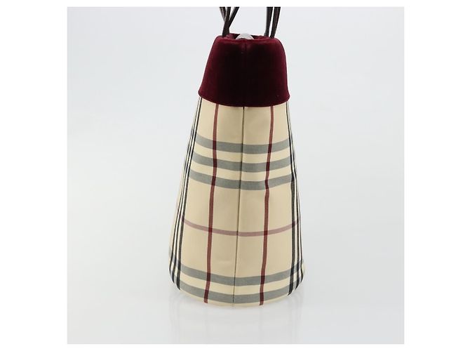BURBERRY Nova Check Tote Bag Canvas Beige Silber Auth 185183A - Ansicht 5
