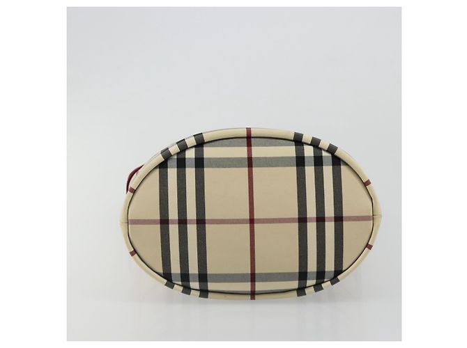 BURBERRY Nova Check Tote Bag Canvas Beige Silber Auth 185183A - Ansicht 9