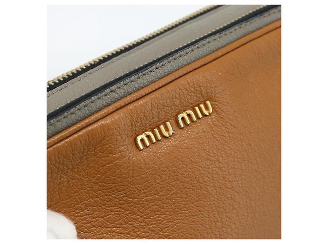 Borsa a Spalla Miu Miu in Pelle Marrone Oro Auth 185116A D'oro - vista 15