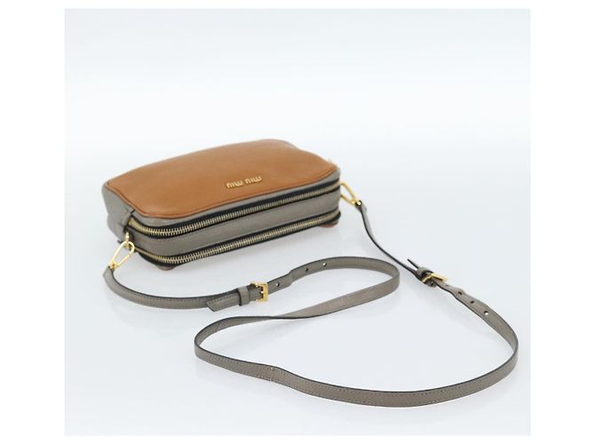 Borsa a Spalla Miu Miu in Pelle Marrone Oro Auth 185116A D'oro - vista 7