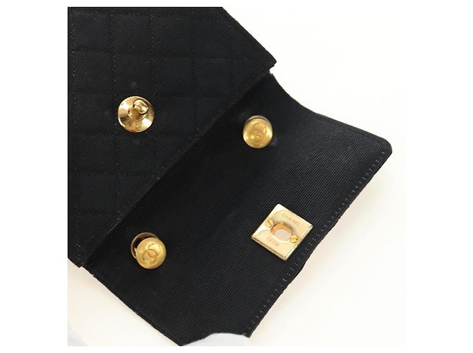 CHANEL Matelasse Chain Shoulder Pouch Tela Nera Oro CC Auth 184384V Nero D'oro - vista 15