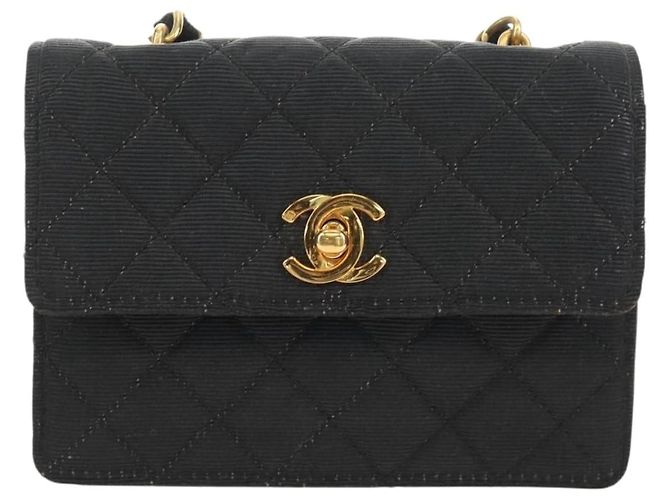 CHANEL Matelasse Chain Shoulder Pouch Tela Nera Oro CC Auth 184384V Nero D'oro - vista 2
