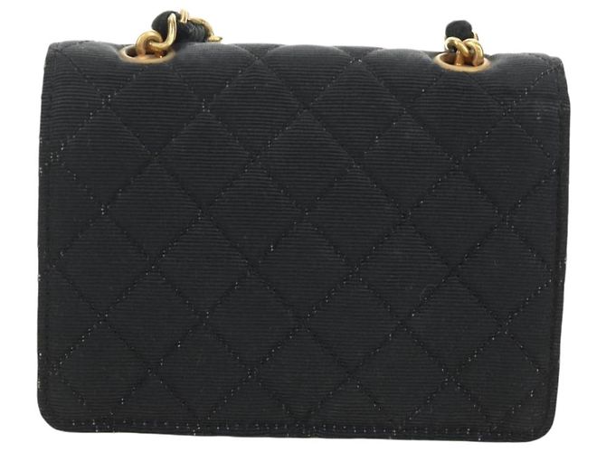 CHANEL Matelasse Chain Shoulder Pouch Tela Nera Oro CC Auth 184384V Nero D'oro - vista 3