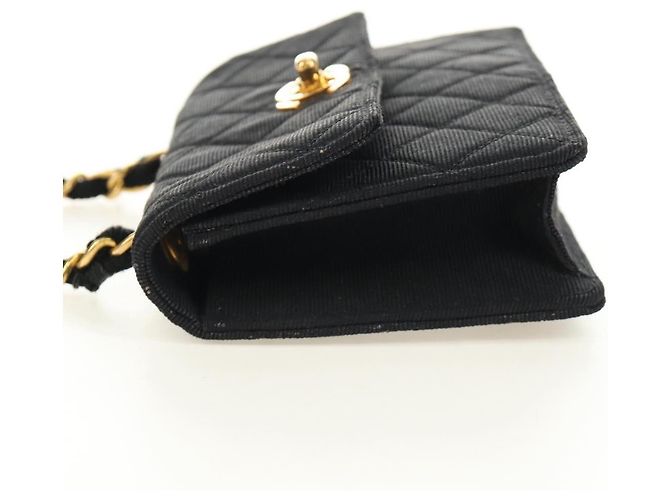 CHANEL Matelasse Chain Shoulder Pouch Tela Nera Oro CC Auth 184384V Nero D'oro - vista 4