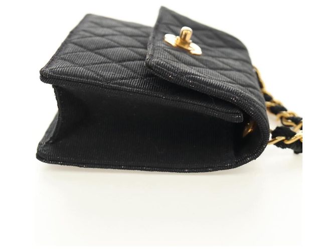 CHANEL Matelasse Chain Shoulder Pouch Tela Nera Oro CC Auth 184384V Nero D'oro - vista 5