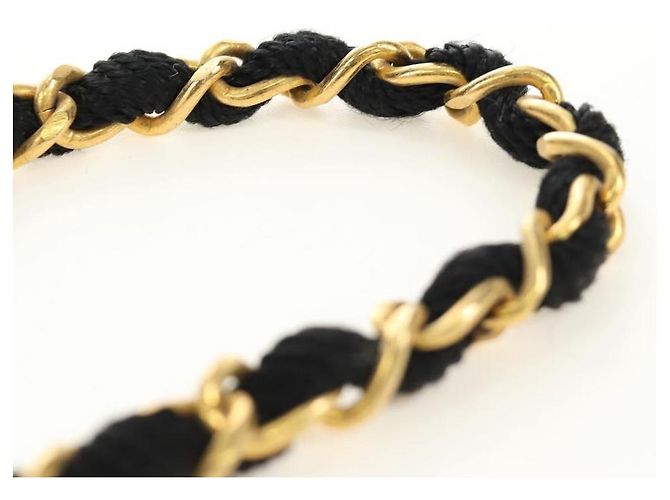 CHANEL Matelasse Chain Shoulder Pouch Tela Nera Oro CC Auth 184384V Nero D'oro - vista 8