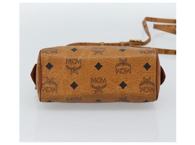 Borsa Mini Boston MCM Logogram Vicetos in PVC 2way Marrone Oro Auth 185458 D'oro - vista 11