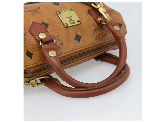 Borsa Mini Boston MCM Logogram Vicetos in PVC 2way Marrone Oro Auth 185458 D'oro - vista 7
