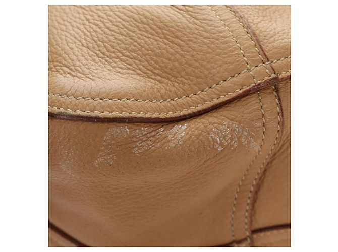 PRADA Tote Bag Leder Beige Gold Auth 184582V Golden - Ansicht 16