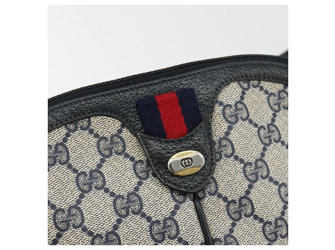 Borsa GUCCI GG Supreme Sherry Line PVC Blu Navy Oro Rosso 904 02 047 Auth ka4673 D'oro - vista 14
