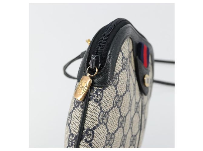 Borsa GUCCI GG Supreme Sherry Line PVC Blu Navy Oro Rosso 904 02 047 Auth ka4673 D'oro - vista 15