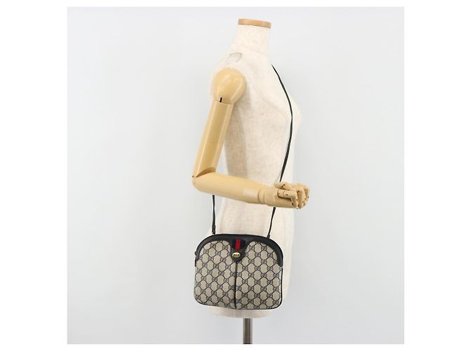 Borsa GUCCI GG Supreme Sherry Line PVC Blu Navy Oro Rosso 904 02 047 Auth ka4673 D'oro - vista 22
