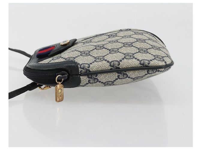 Borsa GUCCI GG Supreme Sherry Line PVC Blu Navy Oro Rosso 904 02 047 Auth ka4673 D'oro - vista 5