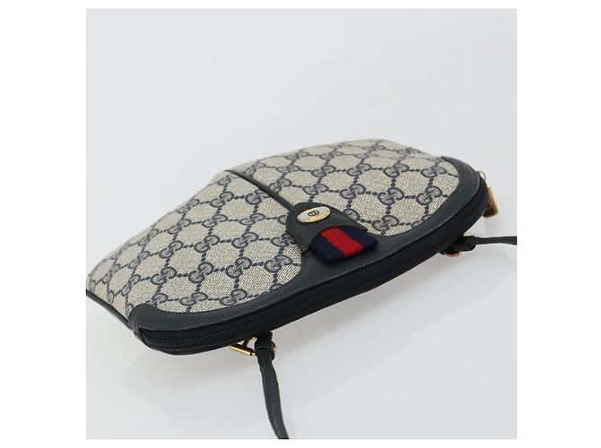 Borsa GUCCI GG Supreme Sherry Line PVC Blu Navy Oro Rosso 904 02 047 Auth ka4673 D'oro - vista 6