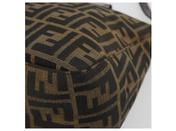 FENDI Zucca Canvas Mamma Baguette Shoulder Bag Black Brown Auth 184555SAM Marrone Nero - vista 10
