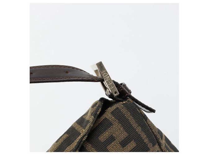 FENDI Zucca Canvas Mamma Baguette Shoulder Bag Black Brown Auth 184555SAM Marrone Nero - vista 14