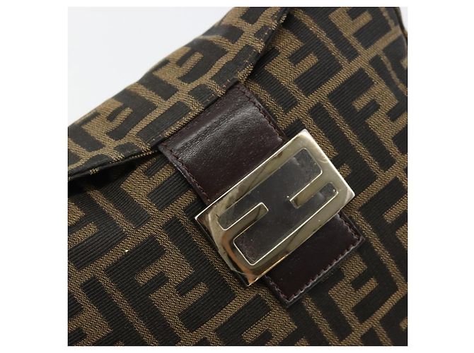 FENDI Zucca Canvas Mamma Baguette Shoulder Bag Black Brown Auth 184555SAM Marrone Nero - vista 15