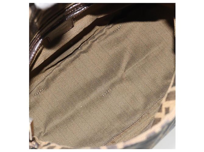 FENDI Zucca Canvas Mamma Baguette Shoulder Bag Black Brown Auth 184555SAM Marrone Nero - vista 18