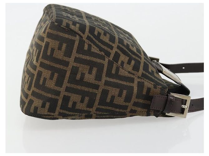 FENDI Zucca Canvas Mamma Baguette Shoulder Bag Black Brown Auth 184555SAM Marrone Nero - vista 4