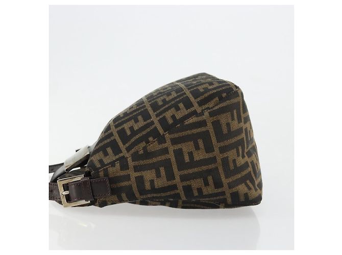 FENDI Zucca Canvas Mamma Baguette Shoulder Bag Black Brown Auth 184555SAM Marrone Nero - vista 5