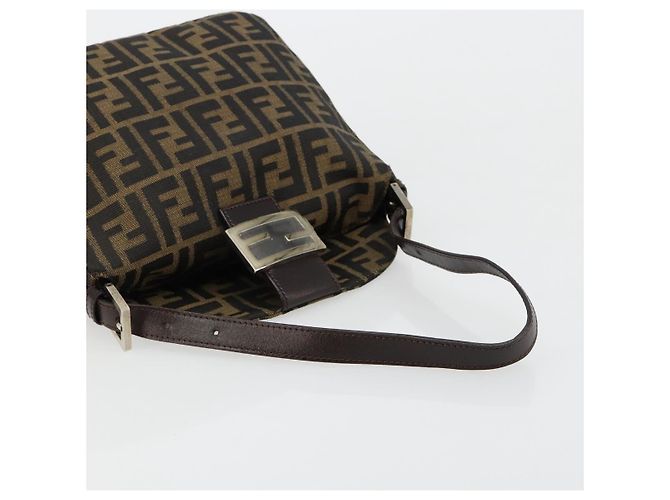 FENDI Zucca Canvas Mamma Baguette Shoulder Bag Black Brown Auth 184555SAM Marrone Nero - vista 7