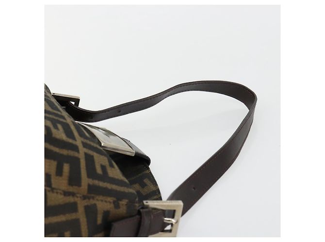 FENDI Zucca Canvas Mamma Baguette Shoulder Bag Black Brown Auth 184555SAM Marrone Nero - vista 8
