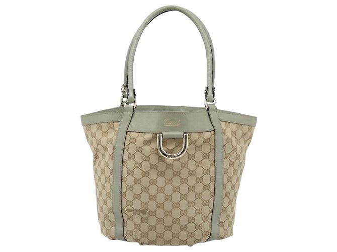 Bolso Tote GUCCI GG Canvas Abbey Beige Oro 211982 Auth ti3971 Dorado - vista 2