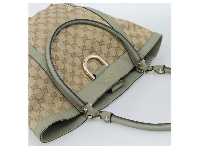 Bolso Tote GUCCI GG Canvas Abbey Beige Oro 211982 Auth ti3971 Dorado - vista 6