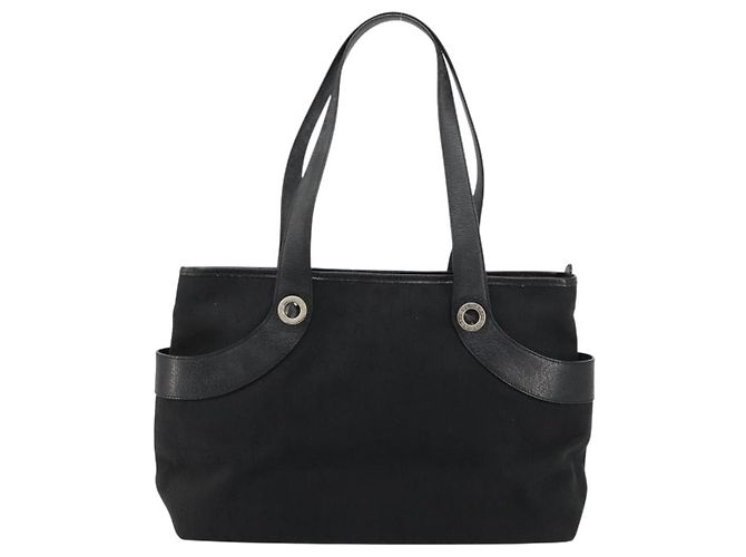 Bulgari Borsa a mano BVLGARI in tela e pelle nera argento ka4682 Nero - vista 2