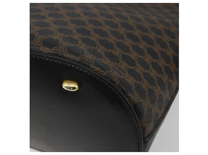 Céline Borsa CELINE Macadam Canvas PVC Pelle Nera Oro Auth 185132A Nero D'oro - vista 10