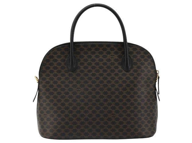 Céline Borsa CELINE Macadam Canvas PVC Pelle Nera Oro Auth 185132A Nero D'oro - vista 3