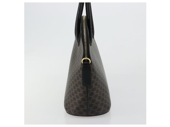 Céline Borsa CELINE Macadam Canvas PVC Pelle Nera Oro Auth 185132A Nero D'oro - vista 4