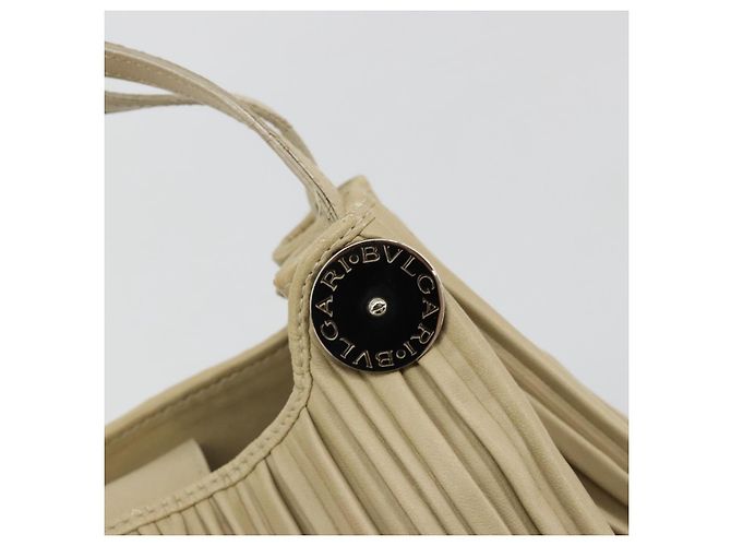Bulgari Borsa a Spalla BVLGARI in Pelle Beige Argento Auth 185072A - vista 15