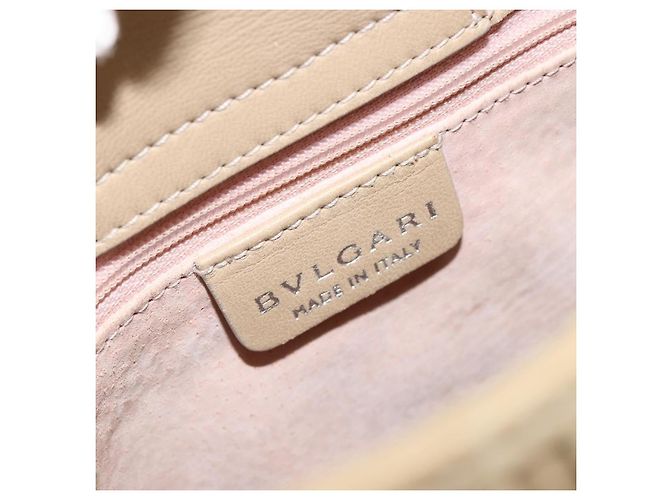 Bulgari Borsa a Spalla BVLGARI in Pelle Beige Argento Auth 185072A - vista 17