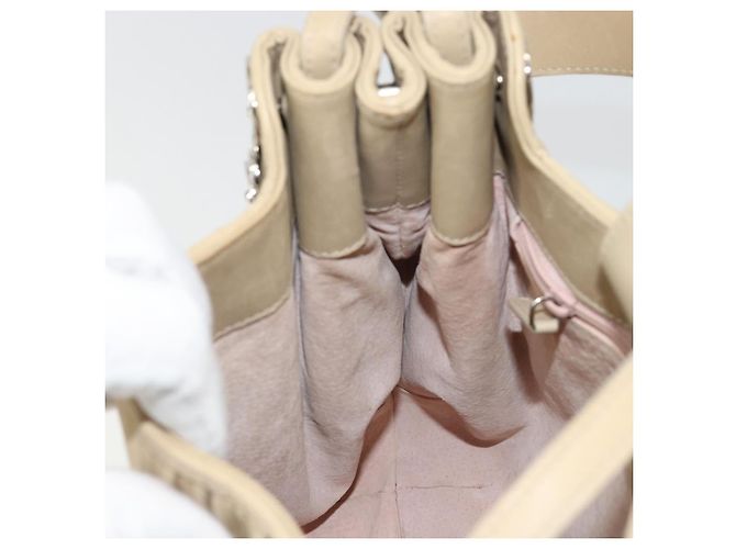 Bulgari Borsa a Spalla BVLGARI in Pelle Beige Argento Auth 185072A - vista 20