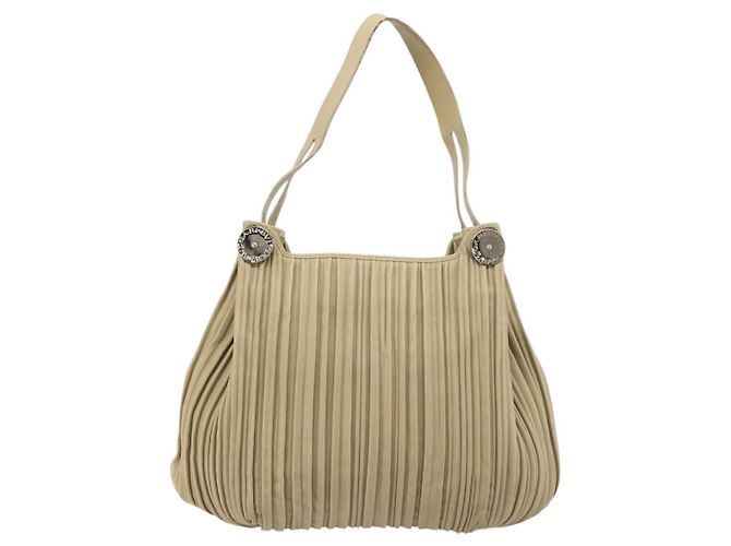 Bulgari Borsa a Spalla BVLGARI in Pelle Beige Argento Auth 185072A - vista 3