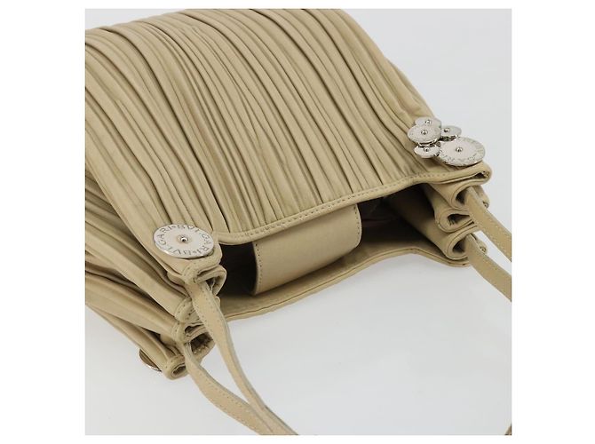 Bulgari Borsa a Spalla BVLGARI in Pelle Beige Argento Auth 185072A - vista 6