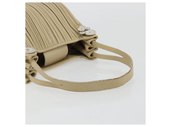 Bulgari Borsa a Spalla BVLGARI in Pelle Beige Argento Auth 185072A - vista 7