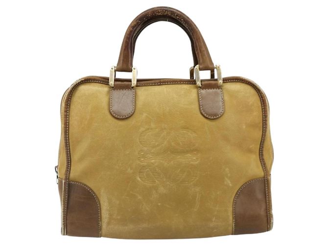 Borsa LOEWE Anagram Amazonas in Pelle Beige Oro Auth 185279 D'oro - vista 13